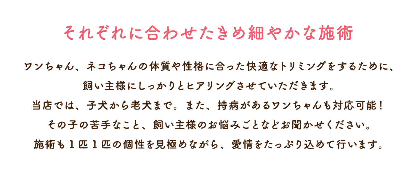 それぞれに合わせたきめ細やかな施術